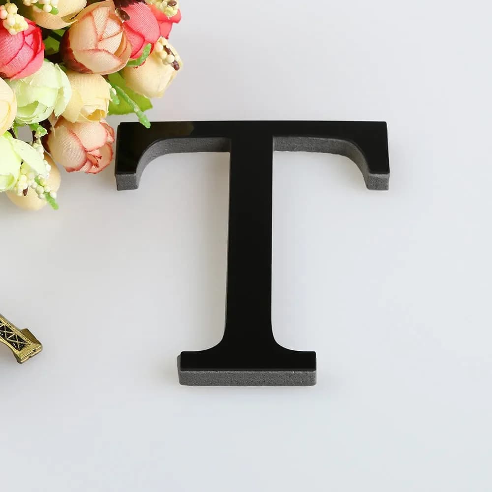 26 Letters DIY 3D Mirror Acrylic Wall Sticker Ornaments Black English Alphabet Decals Home Decor Wall Art Mural Party Decoration - 4