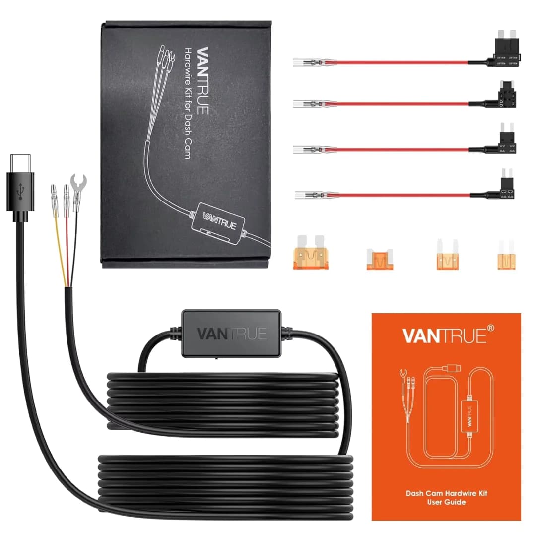 Vantrue كابل Type-C بطول 11.5 قدم، تحويل 12V/24V إلى 5V، مجموعة أسلاك صلبة مع حماية الجهد المنخفض لجميع كاميرات Vantrue - 3