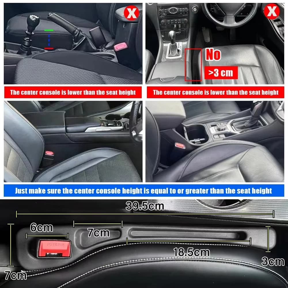 2pc Car Seat Gap Filler Organizer Pu Waterproof Car Seat Gap Plug Strip with 2 Grooves Seat Gap Storage Auto Interior Accessorie - 6