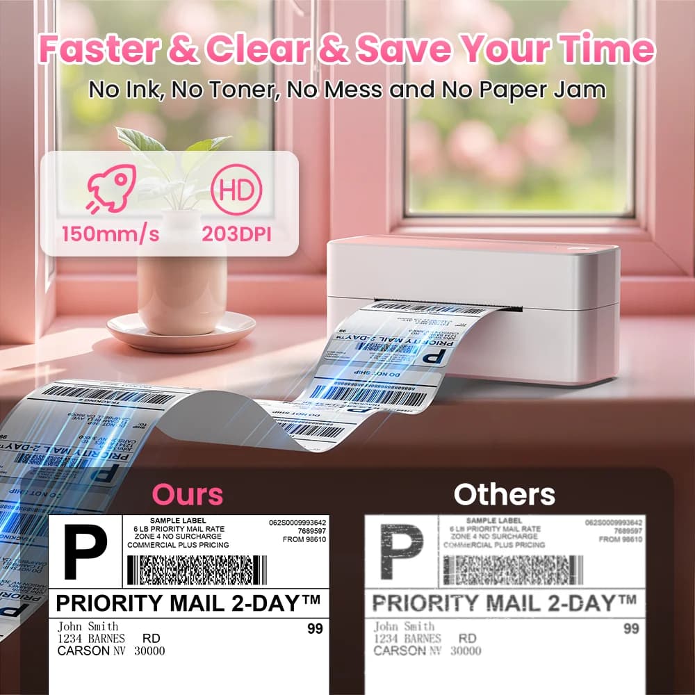 طابعة ملصقات حرارية بلوتوث Phomemo 241، طابعة ملصقات شحن صغيرة 4X6 متوافقة مع آيفون وأندرويد وماك وويندوز - 5