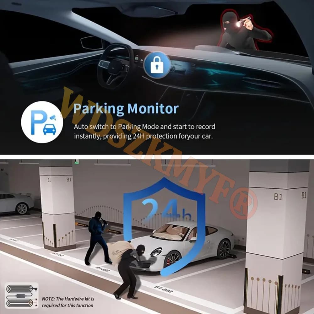 4 كاميرا 360 درجة جهاز تسجيل فيديو رقمي للسيارات 1080P مسجل فيديو واي فاي داش كام الجبهة اليمنى اليسرى كاميرا الرؤية الخلفية 24 ساعة شاشة ركن السيارة هدية - 6