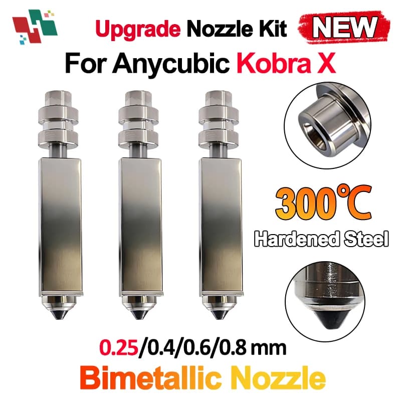 Upgrade Anycubic Kobra X Hotend Bimetallic Nozzle Heating Assembly For Anycubic Kobra X 0.2/0.4/0.6/0.8mm 3D Printer Accessories