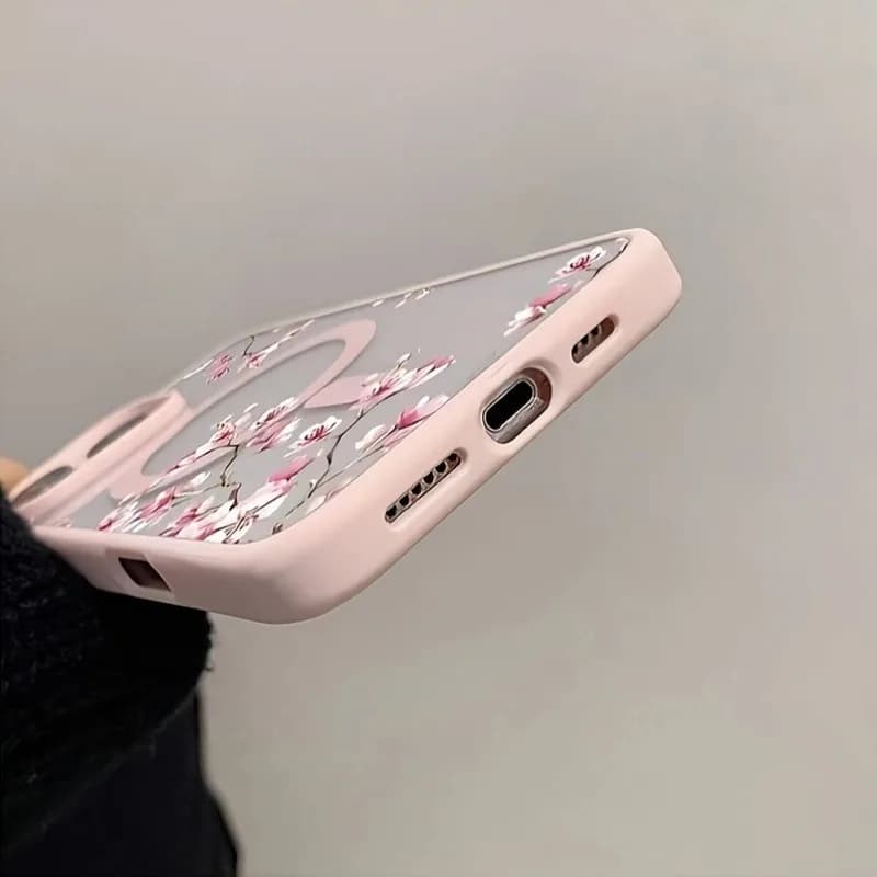غطاء هاتف مغناطيسي بتصميم زهور أنيقة، مناسب لـ iPhone 17-11، لون زهري - 5
