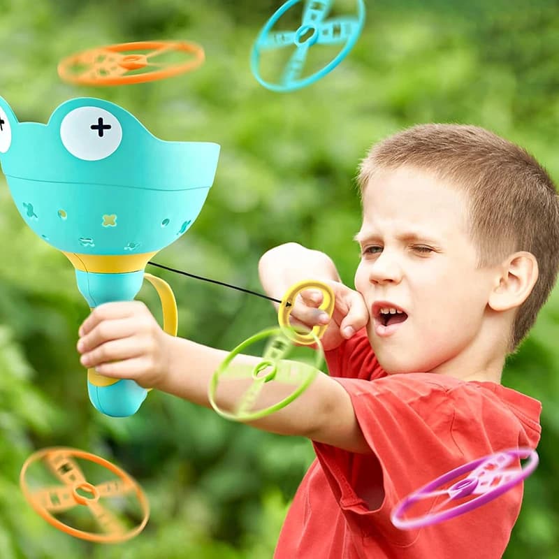 Pull String Flying Saucer Disc Launcher Kids Handle Flying Toys Throw Catch Outdoor Sport Children Garden Game Gift For Boy Girl - 3