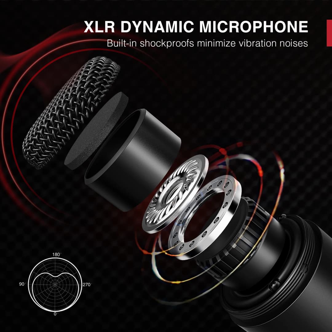 FIFINE XLR Dynamic Microphone,Vocal Podcast Mic with Cardioid Pattern, Metal Mic for Streaming/Dubbing/Video Recording,K669D - 2