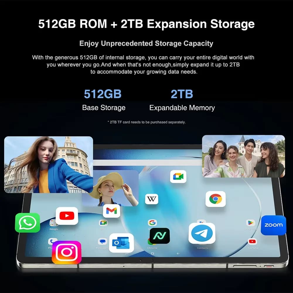 DOOGEE T30 Max Tablet 12.4" 4K Aluminum Alloy Nano Unibody Widevine L1 20GB(8GB+12GB)+512GB 10800mAh 50MP Dual Camera Android 14 - 5