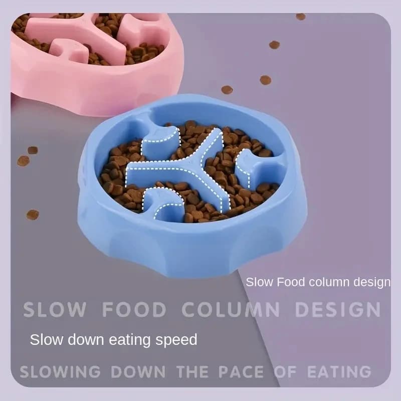 لوازم الحيوانات الأليفة وعاء طعام بطيء للقطط مضاد للاختناق وعاء طعام ألغاز للكلاب من البلاستيك، حوض ماء للكلاب لتخفيف القلق - 5
