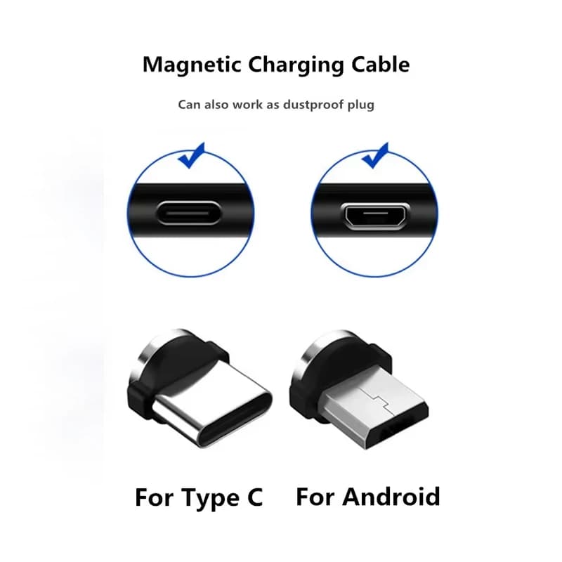 9 قطعة محول كابل شحن محول للهاتف المحمول 360 درجة دوران نصائح مغناطيسية استبدال أجزاء سهلة التشغيل دائم - 6