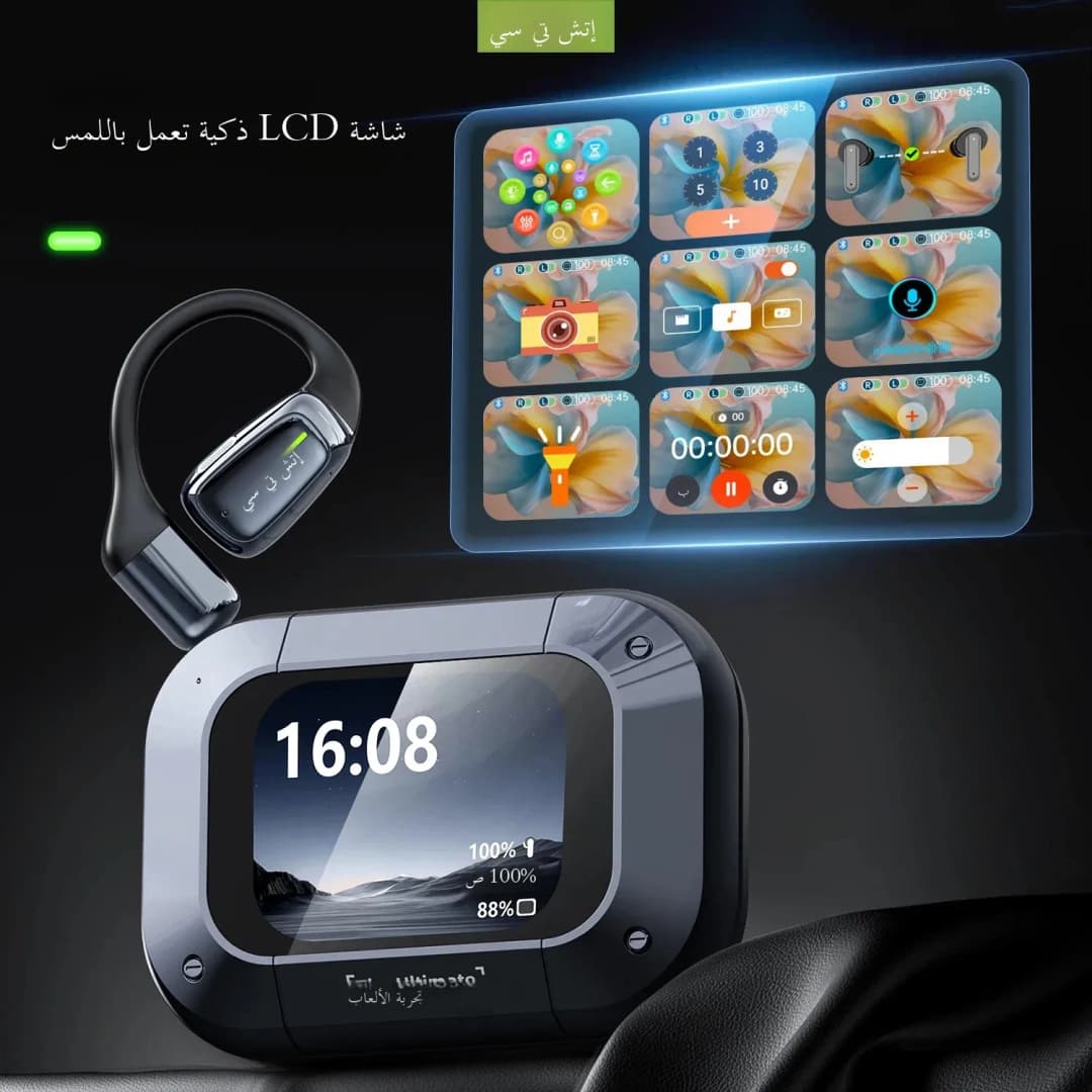 【سماعات أذن للترجمة الذكية】 سماعات بلوتوث HTC NE25 بشاشة لمس LCD وسماعات رأس رياضية لاسلكية بعمر طويل مع ميكروفون عالي الدقة - 5