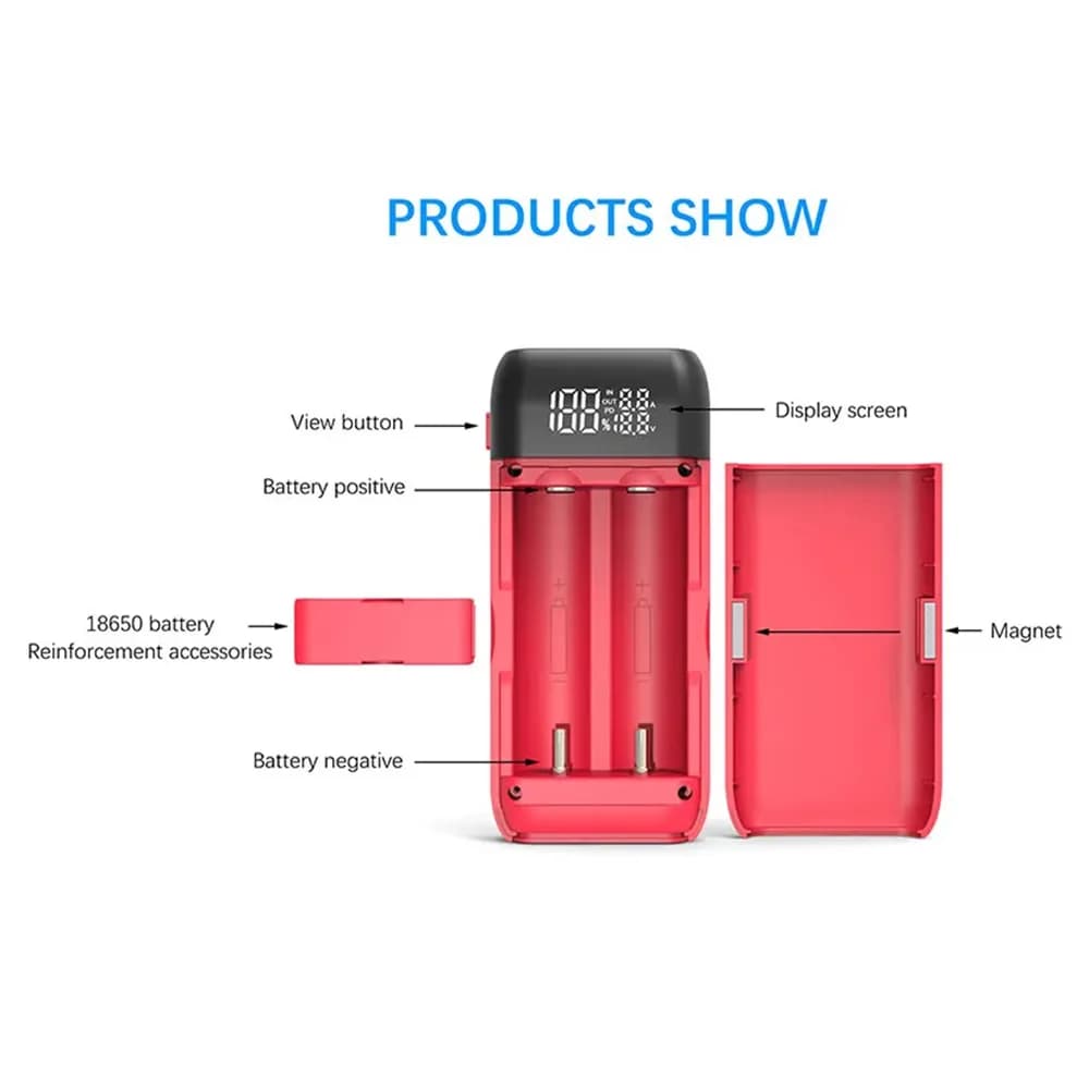 LiitoKala Lii-MP2 Dual Bay 18650/21700 Charger & QC3.0 PD3.0 Power Bank (No Battery)Input/Output Digital Display - 5