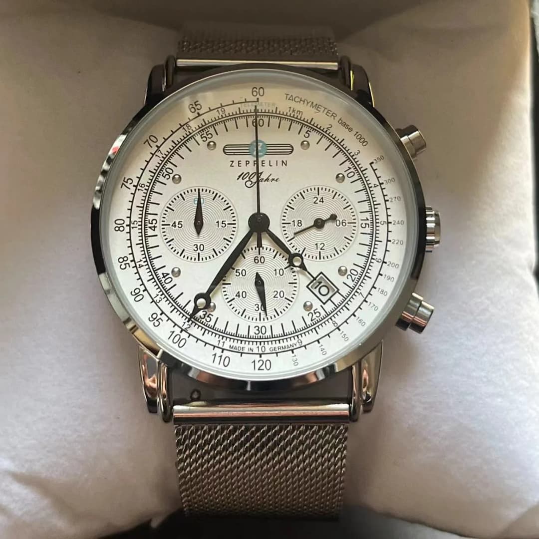 ساعة رجالية جديدة أنيقة من زيبلين بثلاث عيون وثواني متحركة، ساعة كرونوغراف متعددة الوظائف للأعمال والترفيه بحركة كوارتز - 5