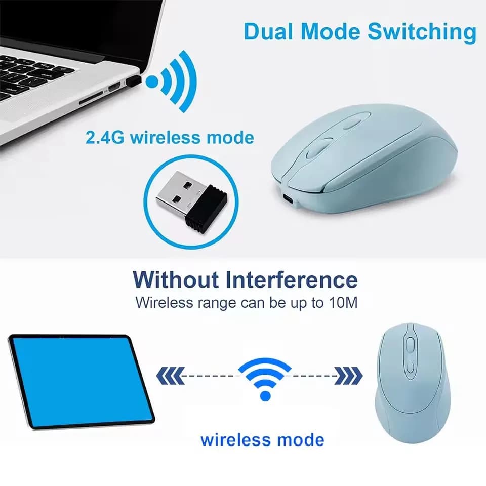 Rechargeable Wireless Computer Mouse 2.4G Bluetooth-Compatible Wireless Mouse USB Silent Gamer Mice For PC Laptop Macbook Tablet - 3