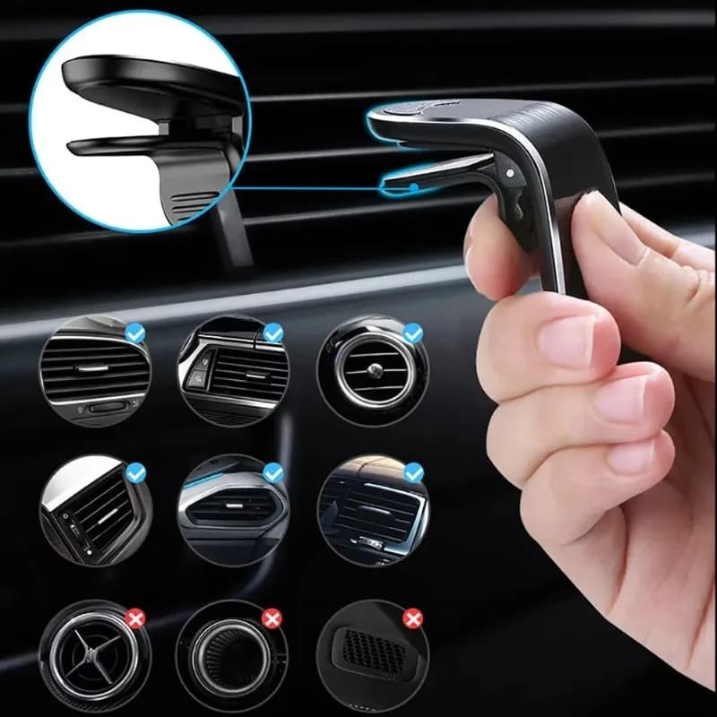 Magnetic Car Phone Bracket Breathable Clip Bracket Rotating Mobile Phone GPS Bracket Car Air Outlet L Bracket Car Phone Holder - 4