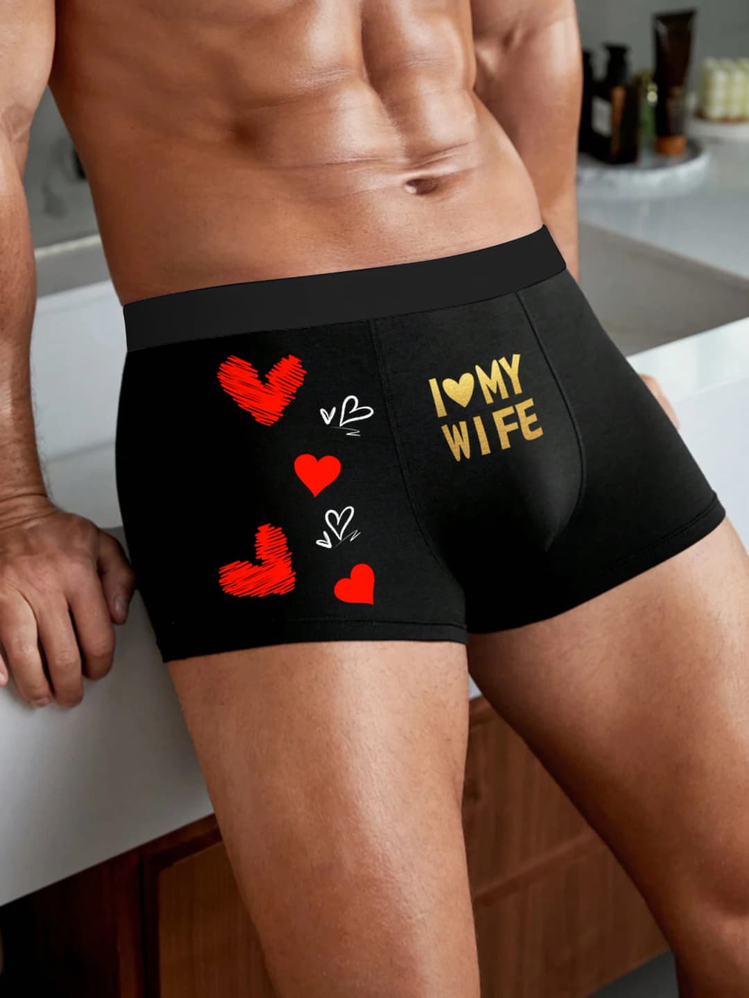 Men's Comfortable Boxer Shorts Underwear with Fancy Print, Valentine's Day Gift, Elastic Underwear S-XXL