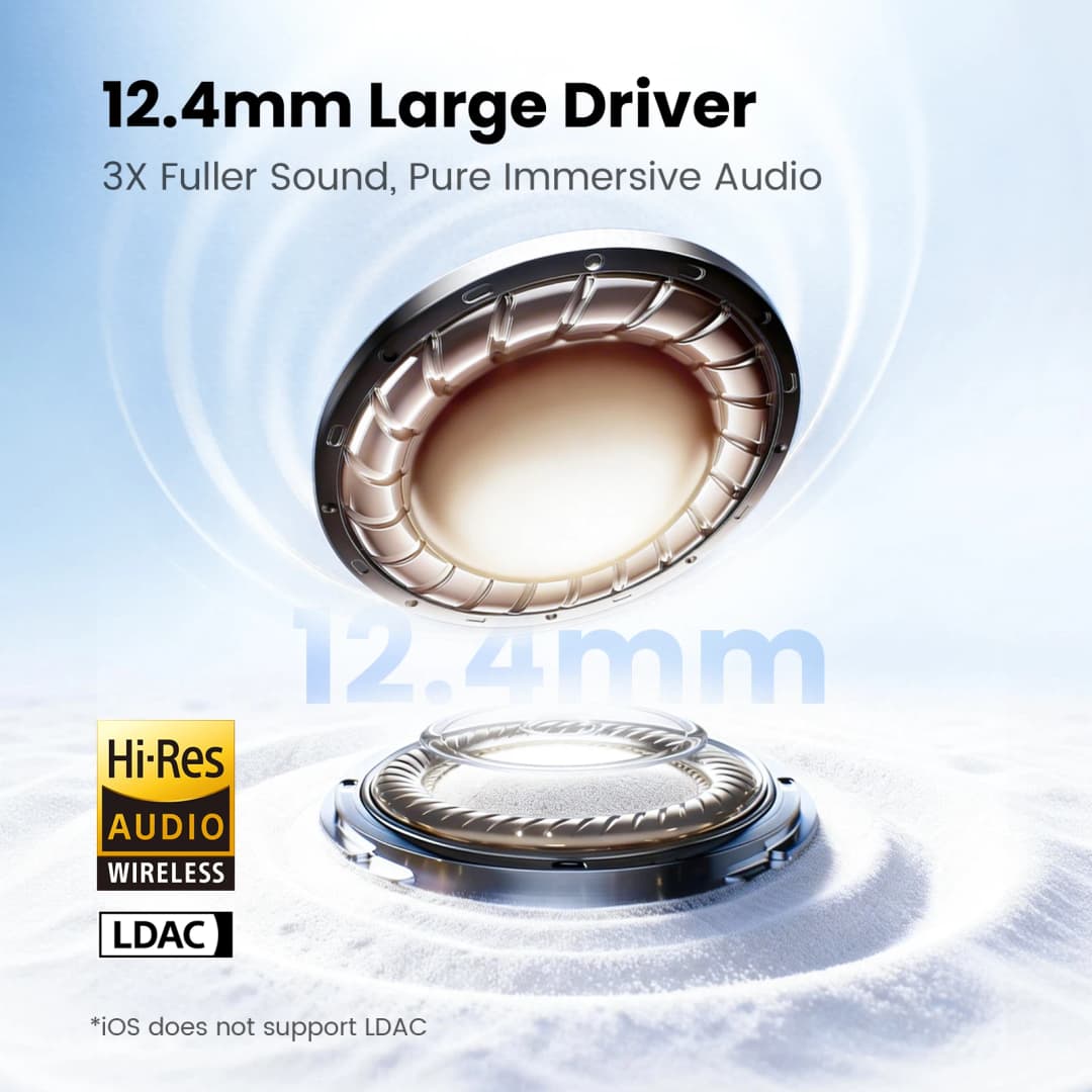 سماعات أذن لاسلكية HAYLOU Flowbuds N55، إلغاء ضوضاء تكيفي 54dB، بلوتوث 6.0، صوت عالي الدقة LDAC، 6 ميكروفونات، مكالمات HD، تشغيل حتى 40 ساعة، مقاومة للماء IPX5 - 4