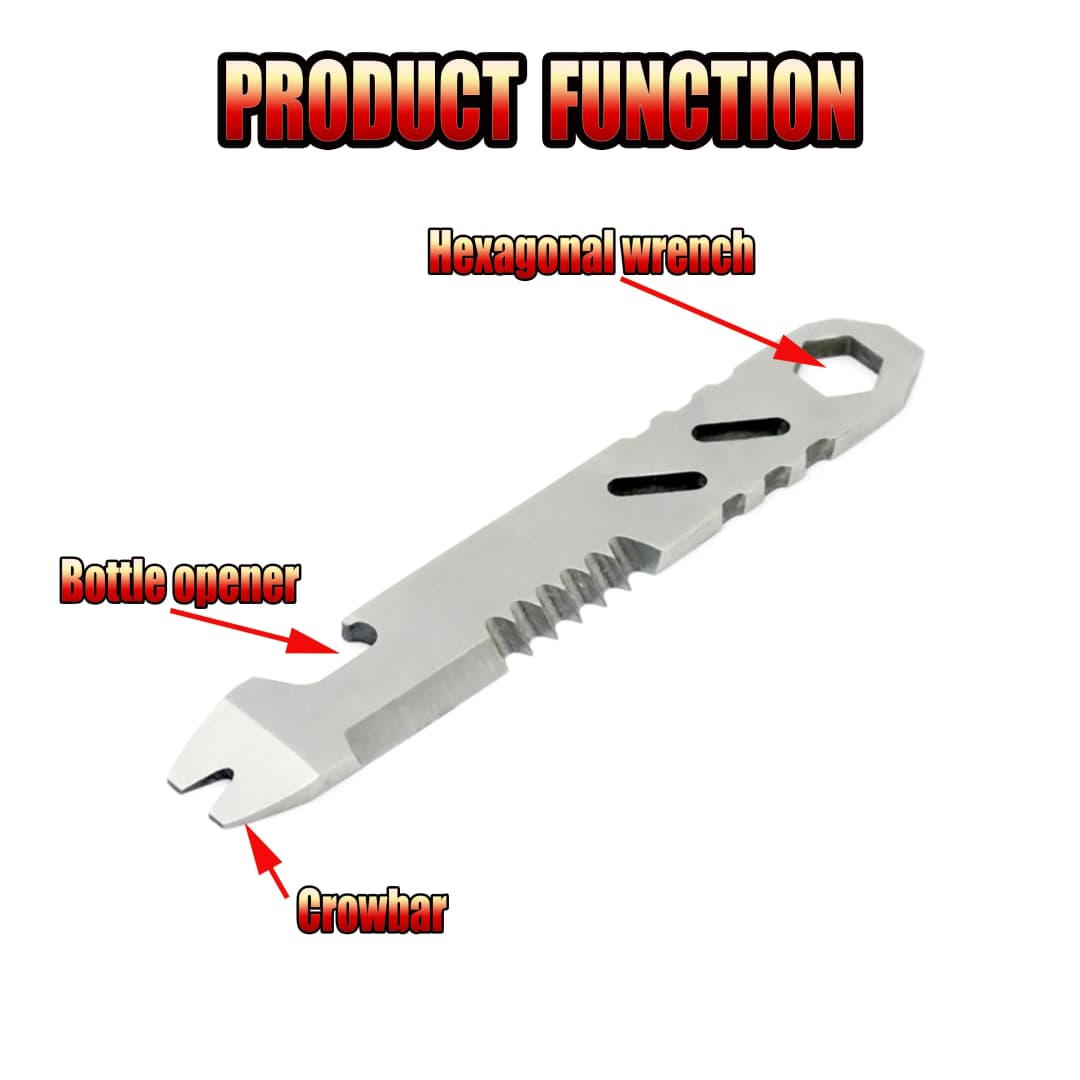 ميني الفولاذ المقاوم للصدأ رافعة، متعددة الوظائف مفتاح ألين، فتاحة زجاجات، أداة التخييم في الهواء الطلق المحمولة EDC - 4