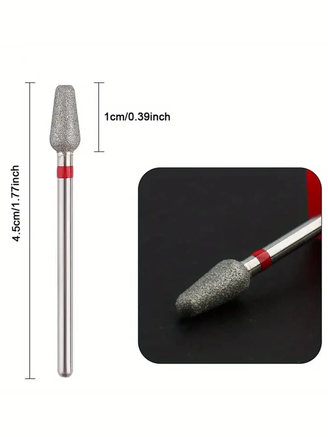 2Pcs Diamond Nail Drill Bits Carbide Conical Micro Cuticle Remover Bit for Under Nail Dead Skin Cleaning Cuticle Remove Nail Art - 5