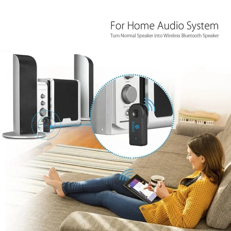 مستقبل بلوتوث لاسلكي 2 في 1 إصدار 5.0 مع مقبس 3.5 ملم لسماعات الرأس في السيارة محول إرسال A2DP للصوت والموسيقى مع ميزة اليدين الحرتين - 4