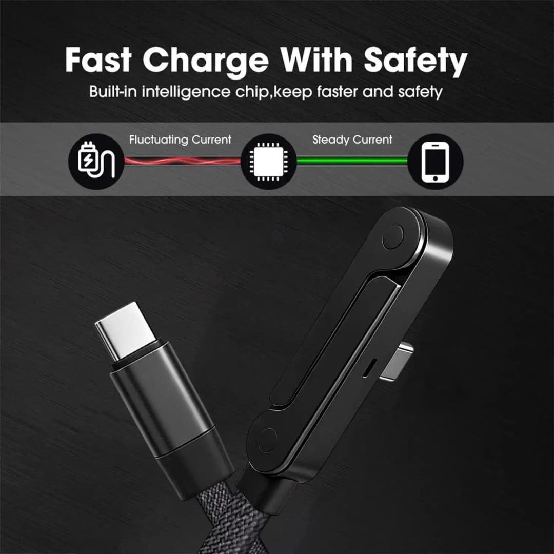 oozcc 240W Elbowed 180° Fast Charging Foldable Phone Holder,PD cable Nylon Data Sync, For iPhone 17, Samsung, Xiaomi, POCO, Tesl - 4