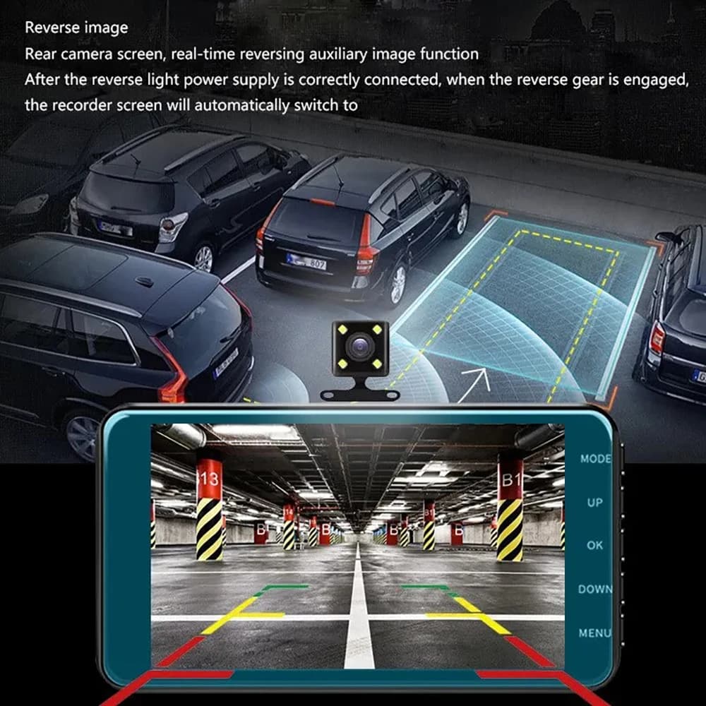 Touch Screen Dual-Lens Car DVR 4-inch 1080P Dash Cam for Cars Video Recorder Optional Rear View Camera 24H Parking Monitor - 4