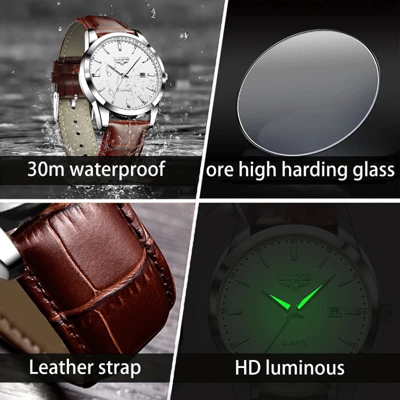LIGE Man Watch Fashion Leather Strap Mens Watches Military Sport Waterproof Calendar Quartz Wristwatches Male Clock Reloj Hombre - 4