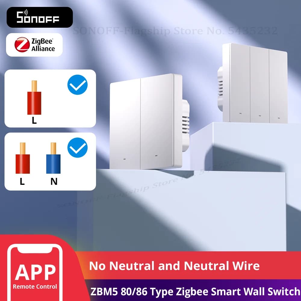 SONOFF ZBM5 80/86 Type Zigbee Smart Wall Switch Supports No Neutral and Neutral Wire Detach Relay Mode Works with Home Assistant