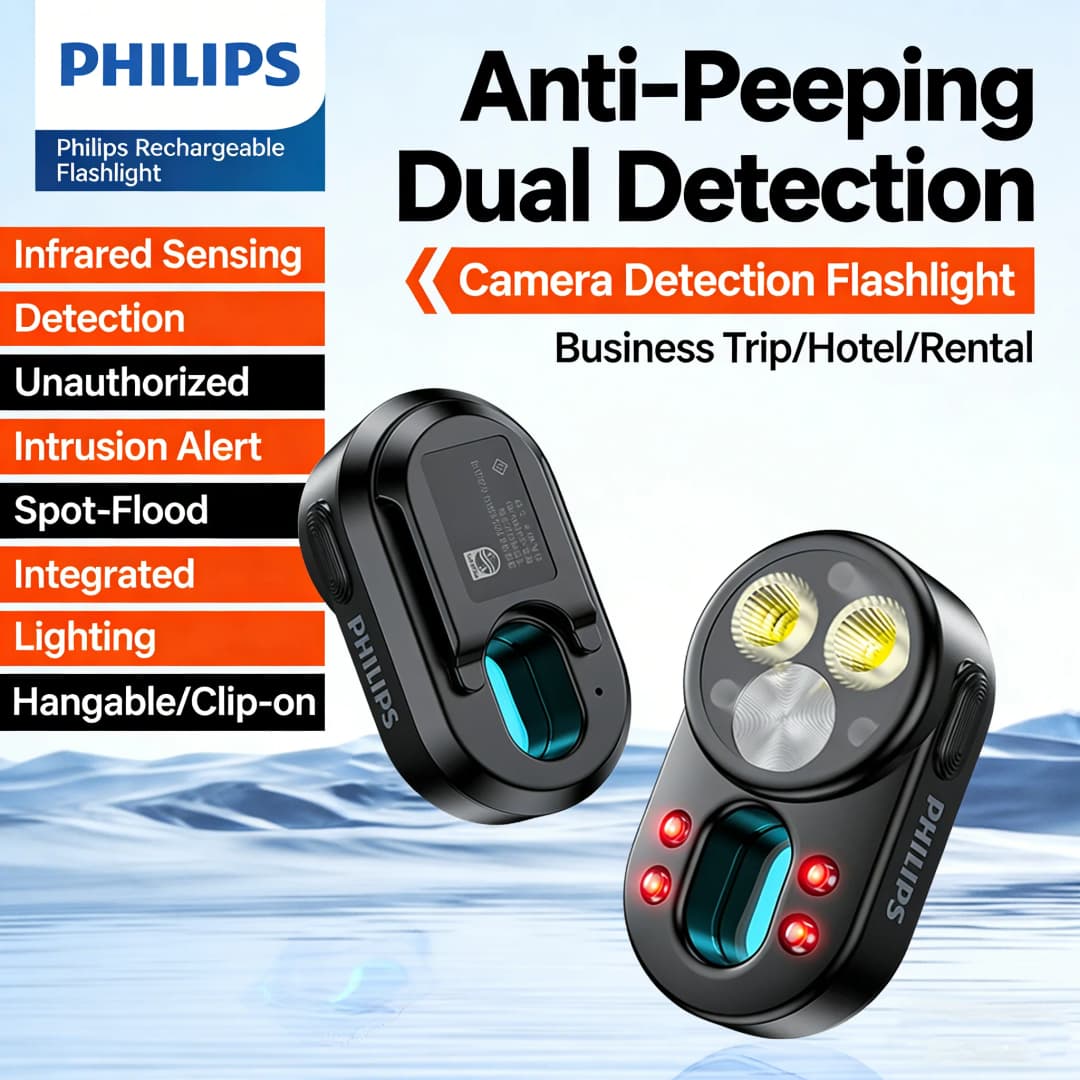 كشاف صغير محمول Philips SFL 1551، كاشف خصوصية، أداة مراقبة للسفر والأعمال والفنادق، إضاءة أمان مدمجة - 6