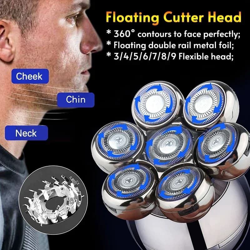 Replaceable Electric Shaver Head 3/5/6/7/8/9 Floating Blade Head Nose Trimmer Hair Clipper And Face Cleaning Brush Massage Head - 3