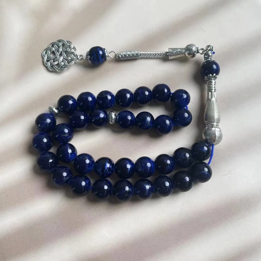 ارتداء اليومي الزجاج الأخضر زهرة كبيرة حبة سوار النمط العربي ساق واحدة 33 قطعة 10 مللي متر الصينية عقدة للجنسين سوار اليدوية - 4