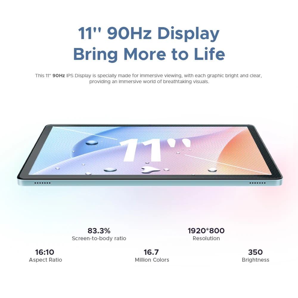 جهاز لوحي DOOGEE Tab G6، نظام أندرويد 15، شاشة 11 بوصة، ذاكرة 30 جيجابايت (6+24 جيجابايت)، تخزين 256 جيجابايت، بطارية 8000 مللي أمبير، Widevine L1 - 4