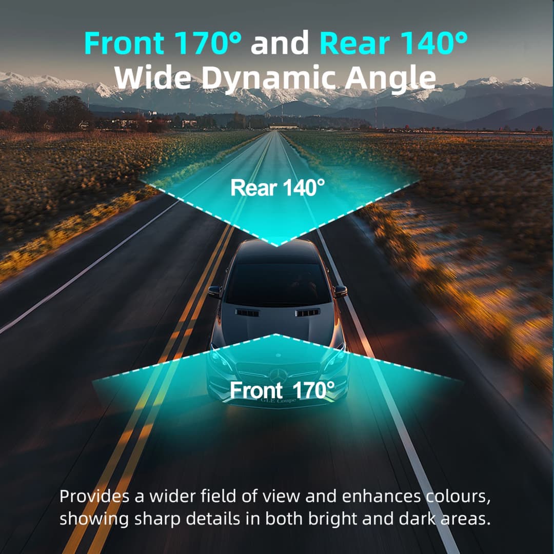 أبريل بوي 4K واي فاي داش كام - 2160P، DVR، كاميرا أمامية وخلفية، رؤية ليلية، G-Sensor، شاشة ركن 24 ساعة - 4