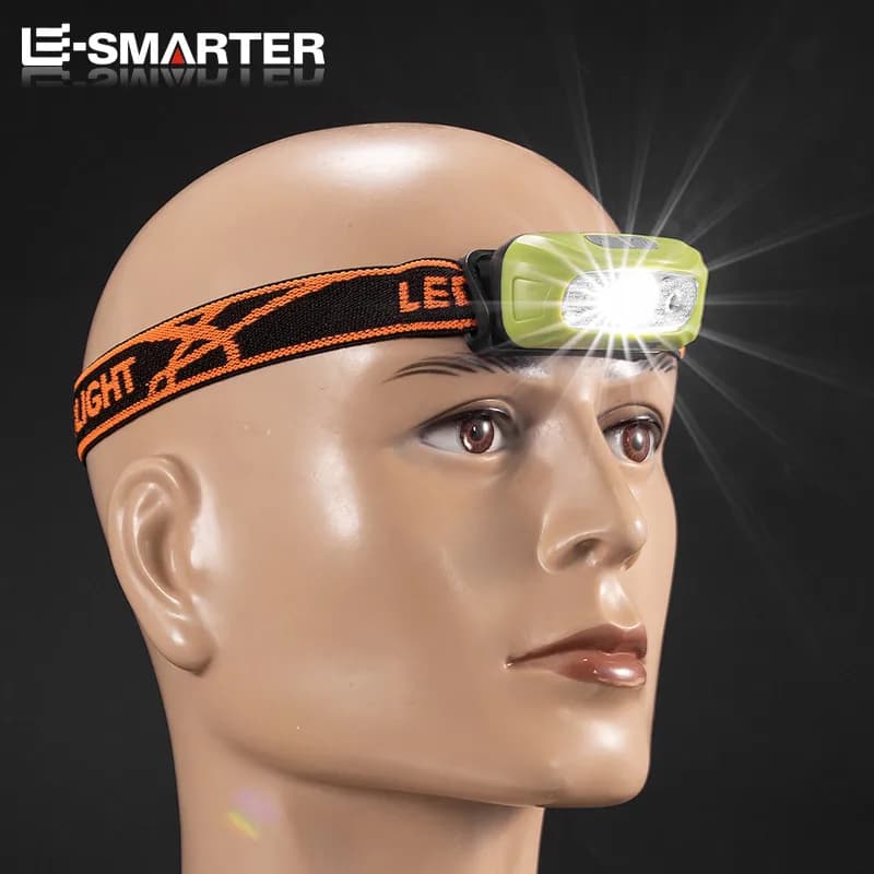 مصباح رأس صغير محمول مع مستشعر، مصباح LED قوي قابل للشحن عبر USB، كشاف إضاءة أمامي للصيد الليلي والتخييم - 3