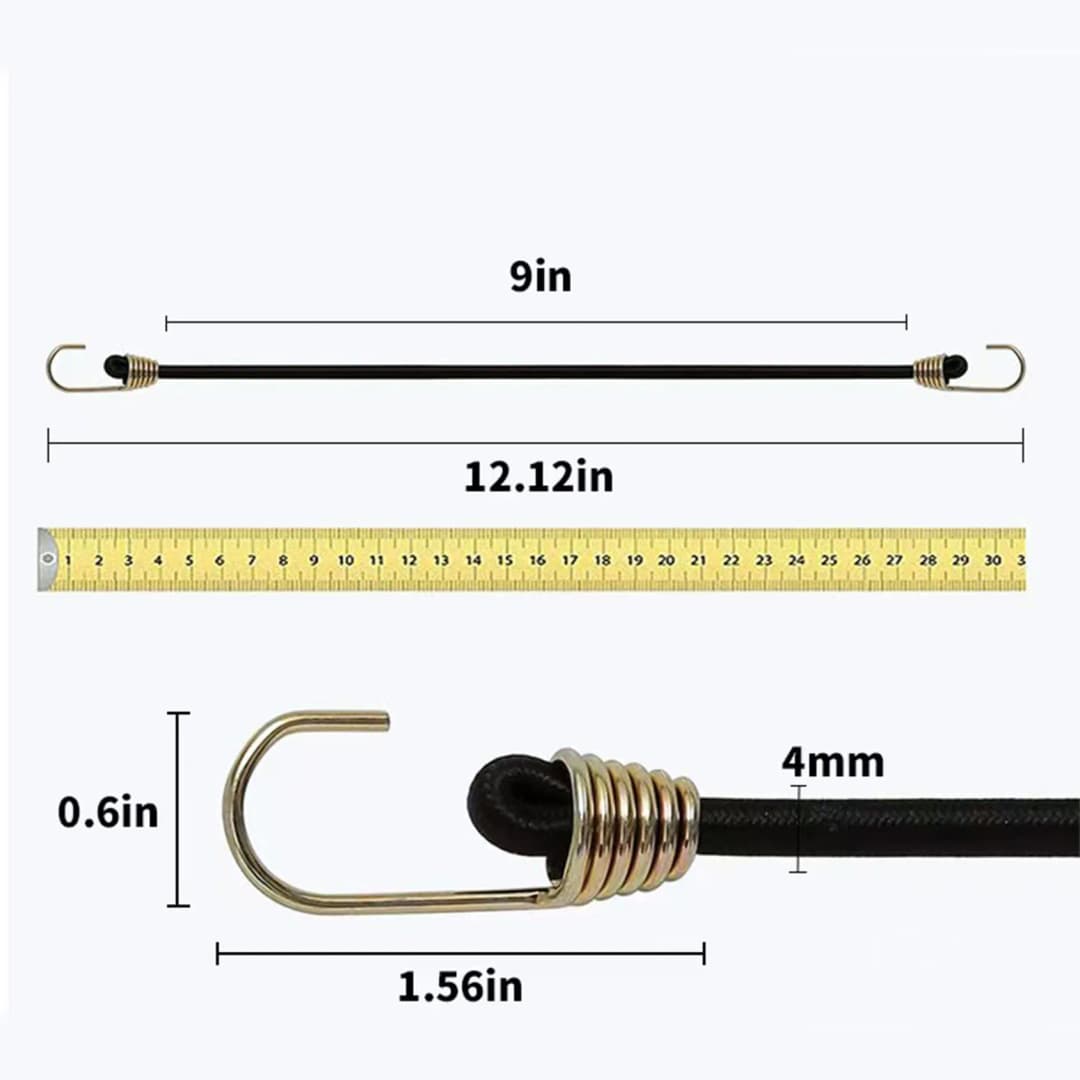 حبال مطاطية قوية مع خطافات، حبل أمتعة مع كارابينر، حبال ربط الأمتعة، إكسسوارات تخييم - 2