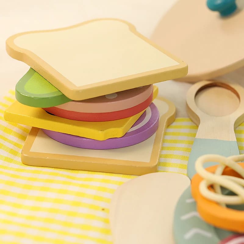 ألعاب مطبخ خشبية محاكاة للأطفال، تعليمية للتعليم المبكر، طهي، تظاهر، طعام، لعب أدوار - 3