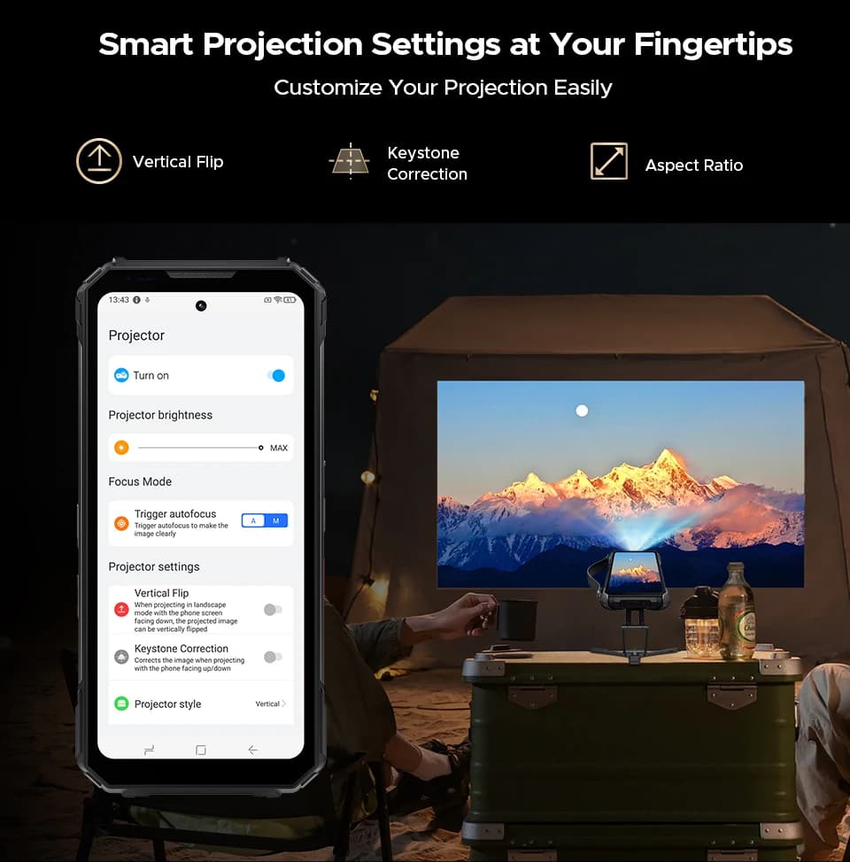 الإصدار العالمي DOOGEE V Max Play هاتف بروجيكتور متين 16 جيجابايت 512 جيجابايت 6.78 بوصة 120 هرتز ديمينسيتي 7300 كاميرا 200 ميجابكسل إضاءة تخييم مزدوجة - 3