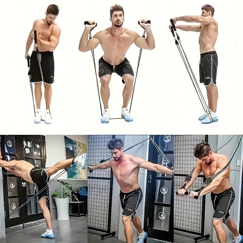 11pcs TPE Resistance Band Set Fitness Band Pull Rope Elastic Training Band With Door Anchor Handles Carry Bag Legs Ankle Straps - 5