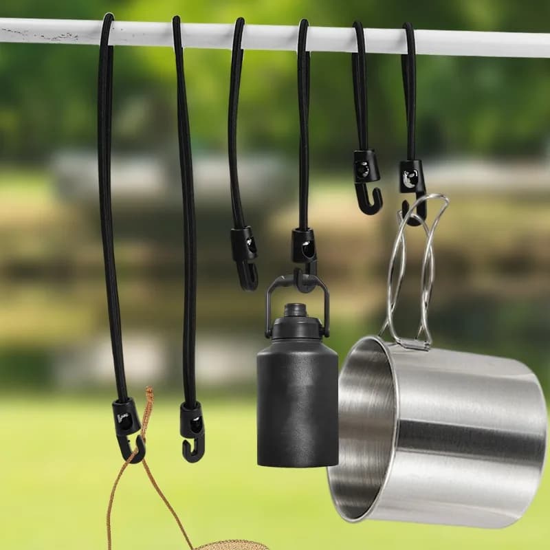 حبل مطاطي مع خطافات، 10/15/25 سم، مطاط عالي المرونة مع خطافات، مشد مطاطي مع خطافات لغطاء التخييم - 3