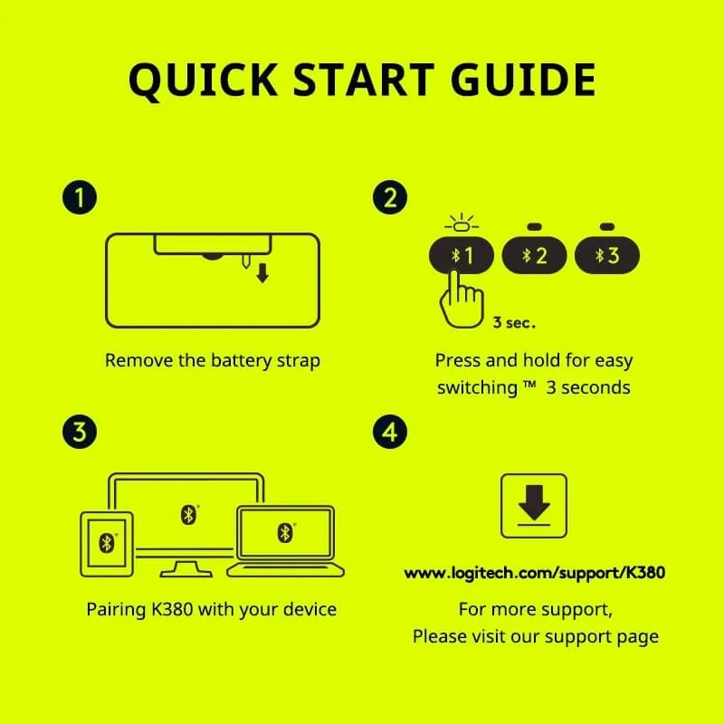 Logitech K380 Wireless Bluetooth Network Red Keyboard Tablet iPad Office - 4