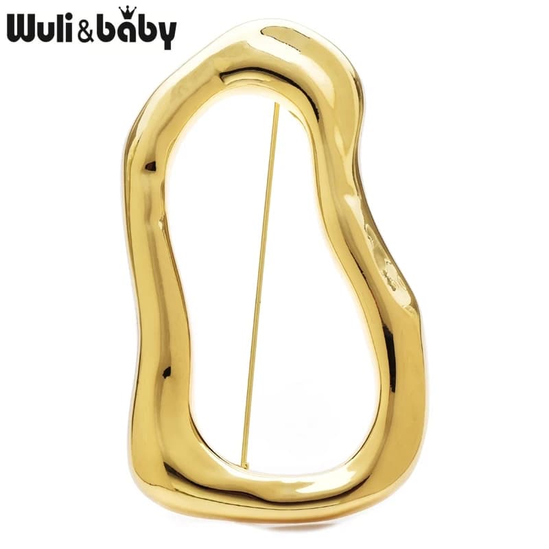 Wuli&baby Stainless Steel Big Circle Brooches Pins For Women Men 2-color All-match Geometric Brooch Gifts - 2