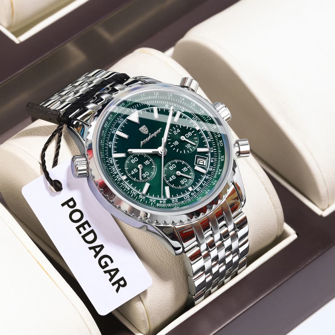 POEDAGAR Luxury Men's Watch Date Chronograph Stainless Steel Quartz Man Watch Waterproof Luminous Business Watches For Men Reloj - 2