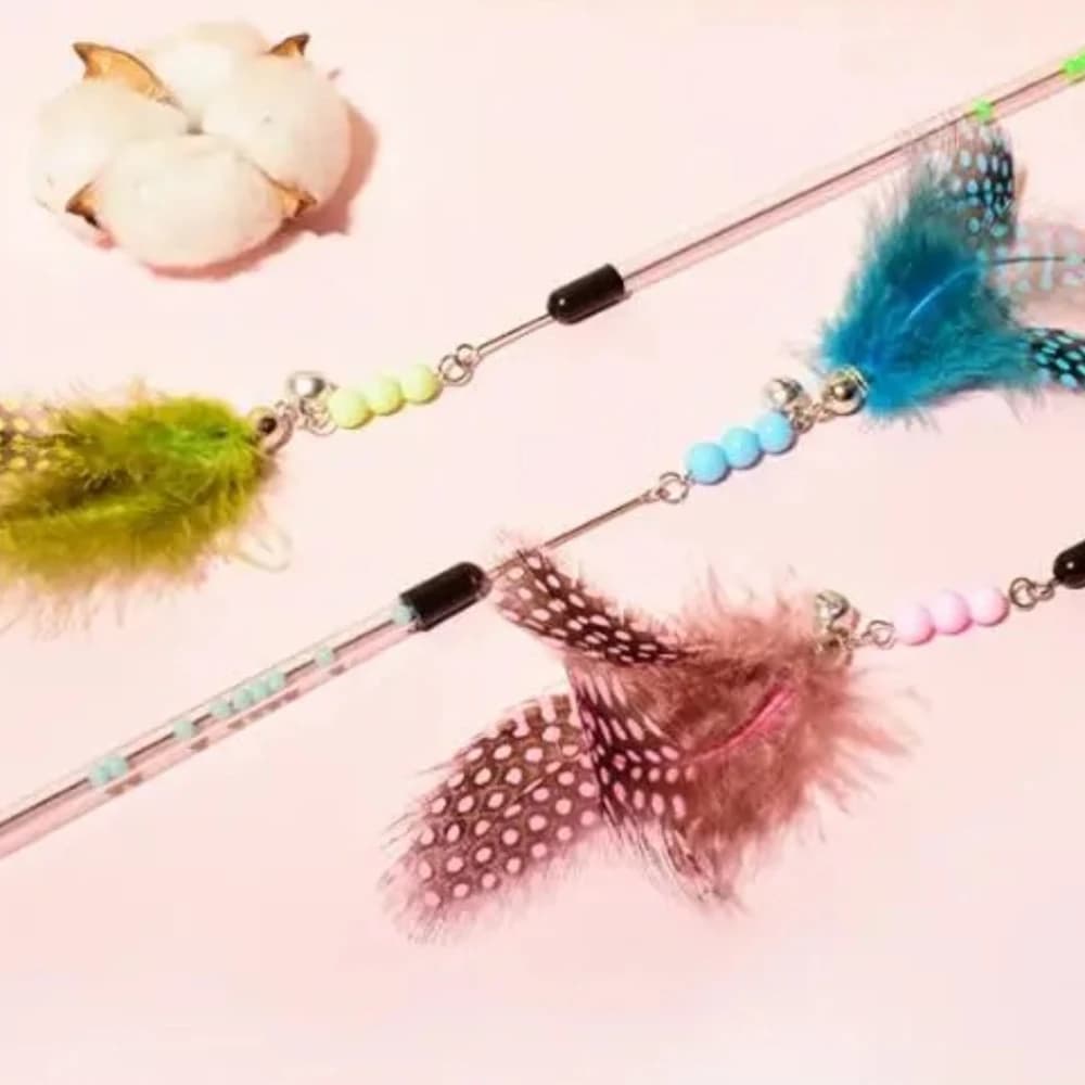New Cat Toys Feather Cats Sticks Retractable Handle Cats Toy Feather Interactive Cat Toys with Kitten Teaser Toy Pet Products - 4