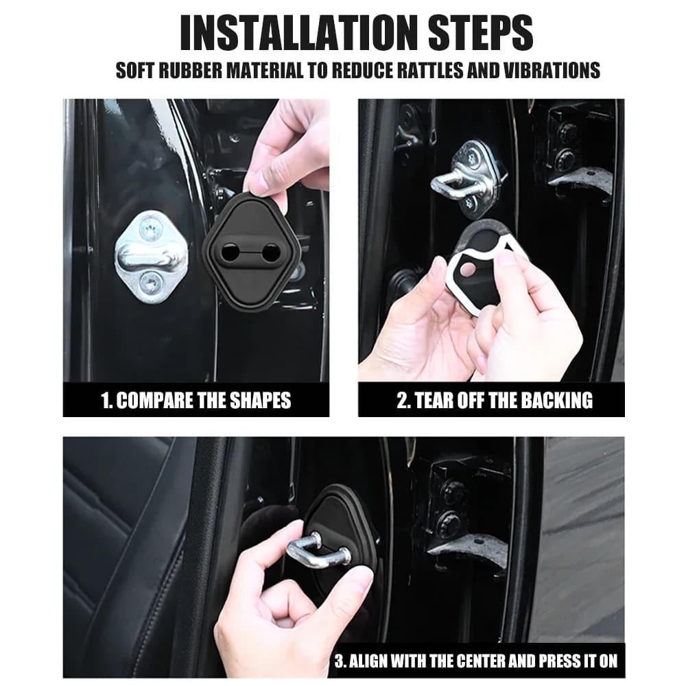 غطاء قفل باب سيارة من السيليكون مع ممتص صدمات لسيارات فولفو XC90 V90 V60 XC60 V40 EC40 EX40 S80 S60 S90 C40 XC40 V70 - 3