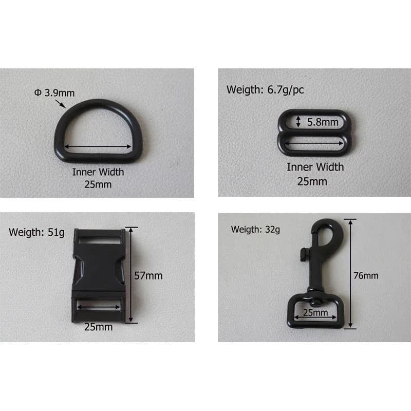 قطعة واحدة من الحلقة المعدنية 25 مم مع مشبك تسلق لملحقات الحقائب والأحزمة وأطواق الكلاب - 4
