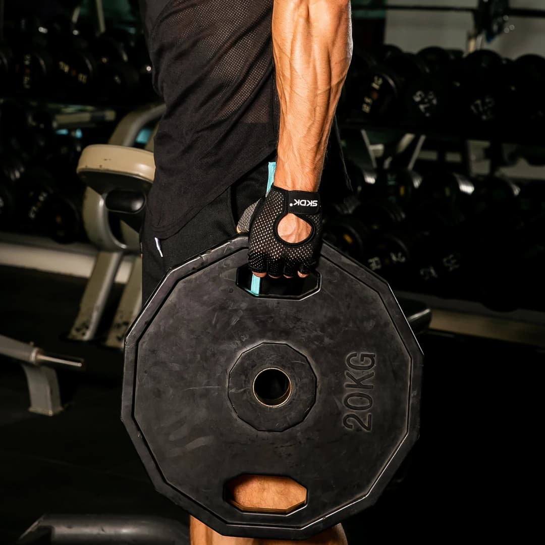 SKDK قفازات الصالة الرياضية رفع الأثقال تجريب الدمبل كروسفيت كمال الاجسام ملحقات تنفس اللياقة البدنية قفازات سيليكون النخيل جوفاء - 5