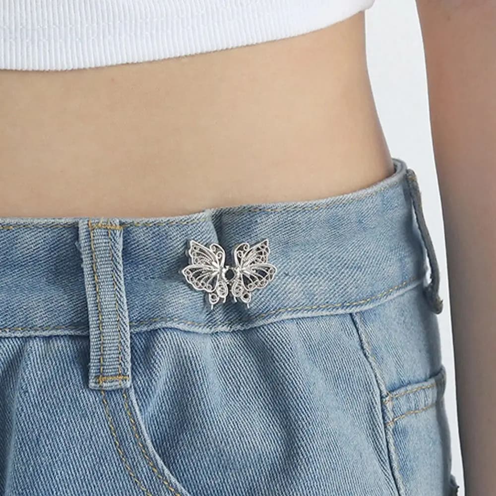 Exquisite Nail-free Butterfly Button Adjuster Invisible Cat Waist Buckle Wing Pants Tightener Unisex - 2