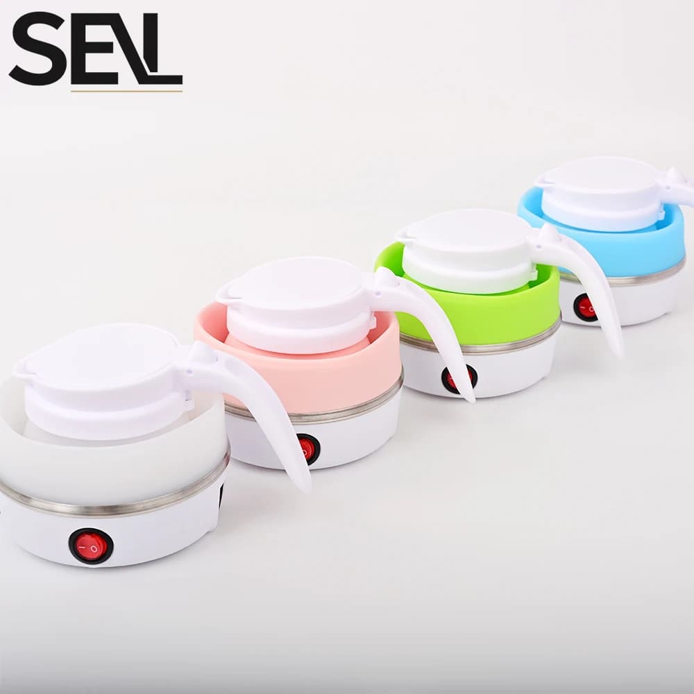 Mini foldable electric kettle 0.6L portable electric kettle household travel water heater silicone compression 110V-220V - 6