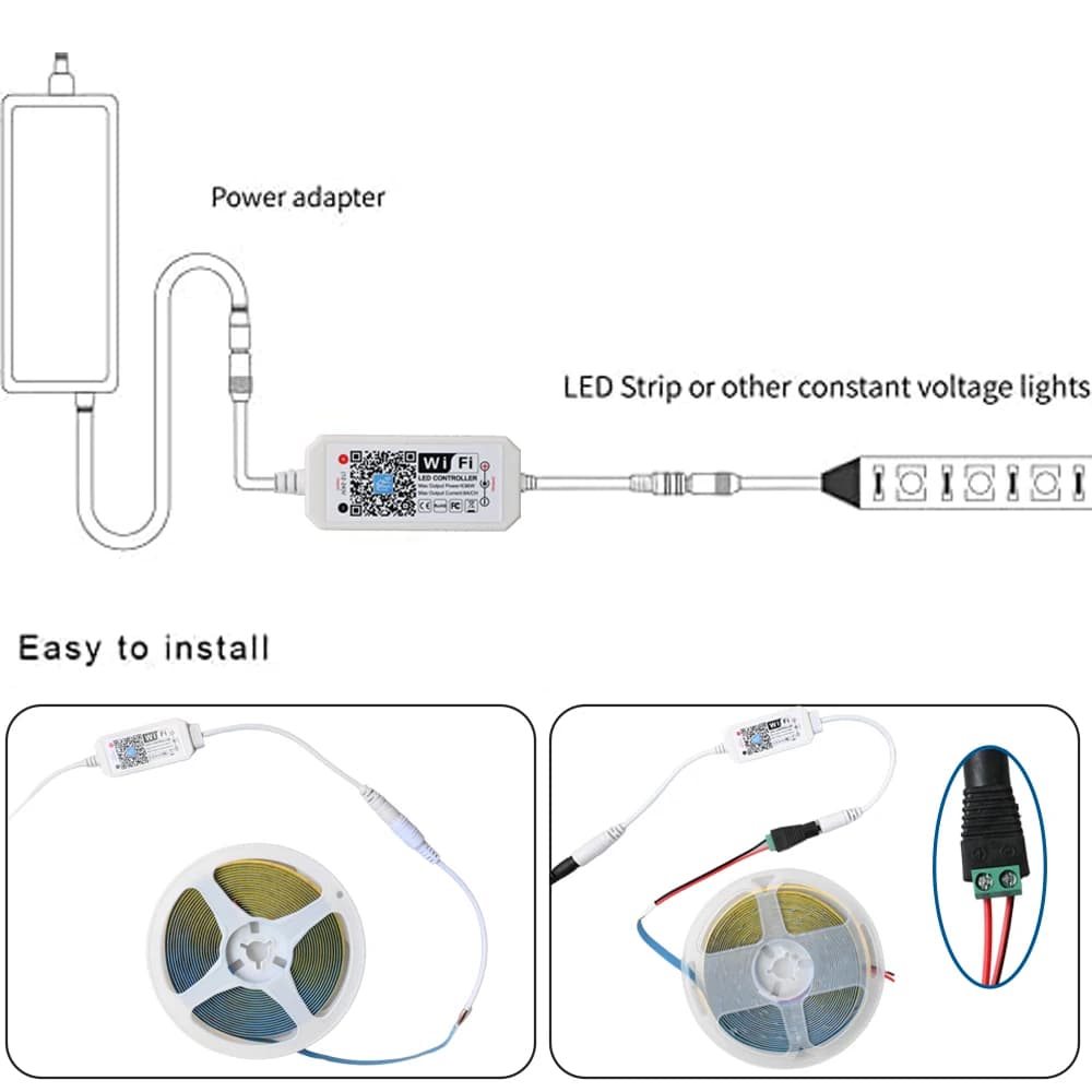 LED Smart WiFi Controller DC 12V 24V Dimmer MAGIC APP Voice Remote Control Dimming For COB 2835 Single Color LED Strip Lights - 4