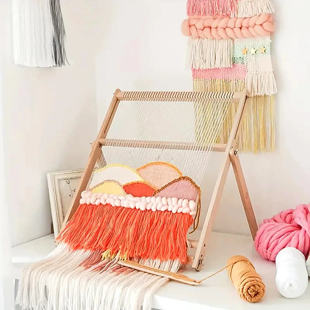 1 قطعة الخشب DIY النسيج والحياكة تلوح في الأفق آلة ، إطار خشبي محبوك أداة ، صنع الديكور شرابة نسيج وأدوات خياطة السجاد - 6