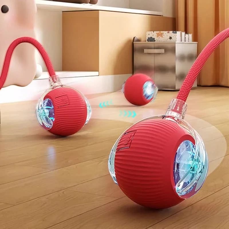 This interactive spherical toy for cats features an automatically rotating tail ball design and isarechargeable electric pet toy