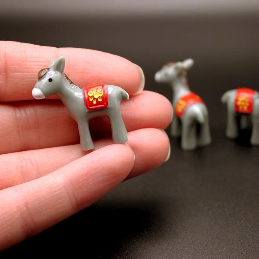 5Pcs Resin Mini Donkey Miniatures, Animal Figurines Fairy Garden Ornament, Micro Landscape DIY Craft Decoration - 2